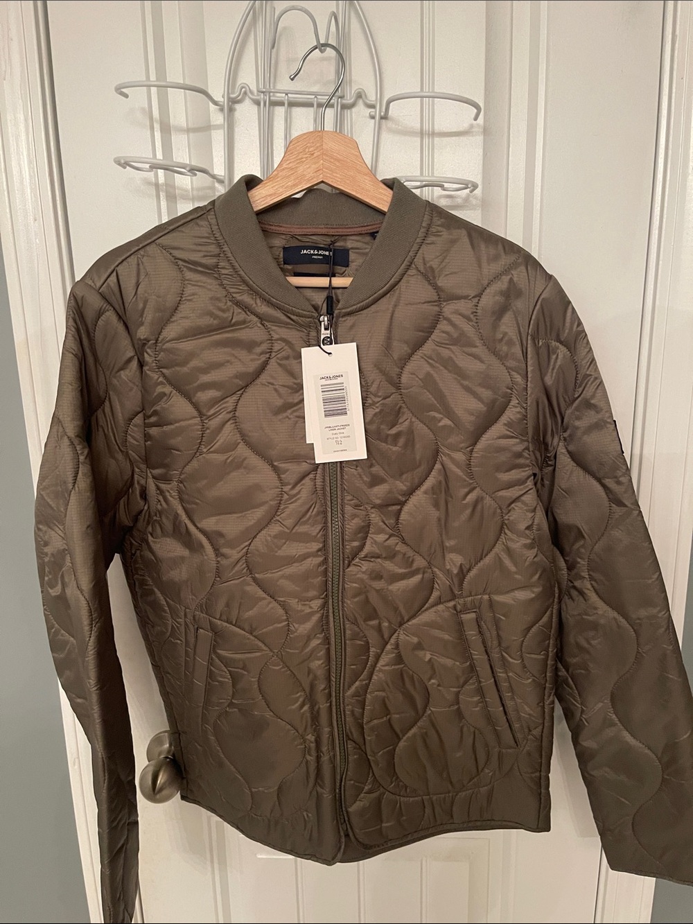 Jack & Jones Olive Quilted Lightweight Zip Jacket